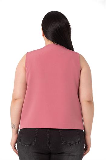 Plus Size Rose Vest with Large Eyelet Detail