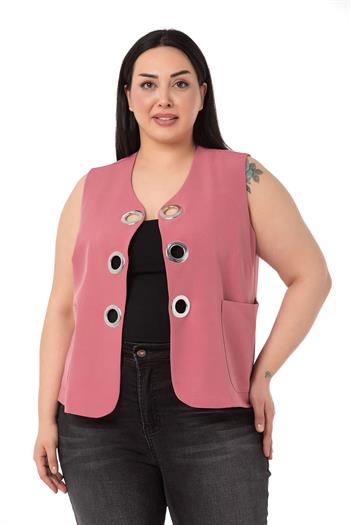 Plus Size Rose Vest with Large Eyelet Detail
