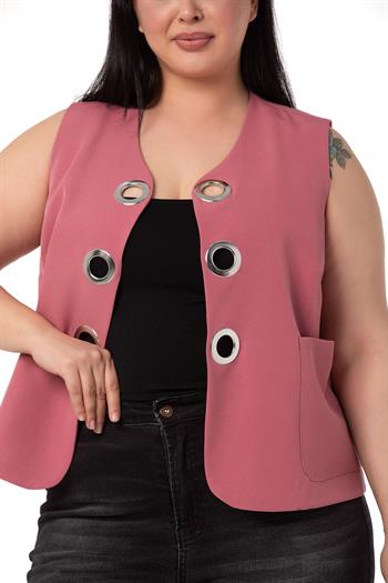 Plus Size Rose Vest with Large Eyelet Detail