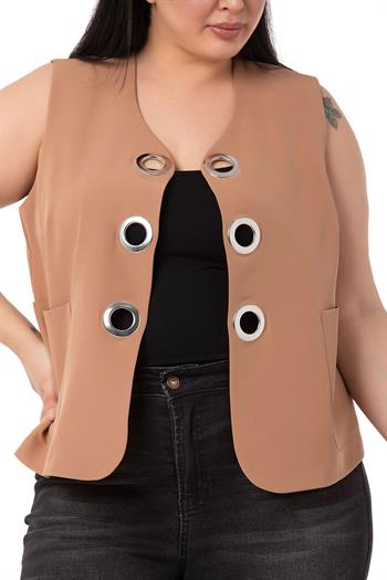 Plus Size Mink Vest with Large Eyelet Detail