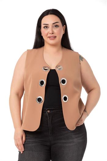 Plus Size Mink Vest with Large Eyelet Detail