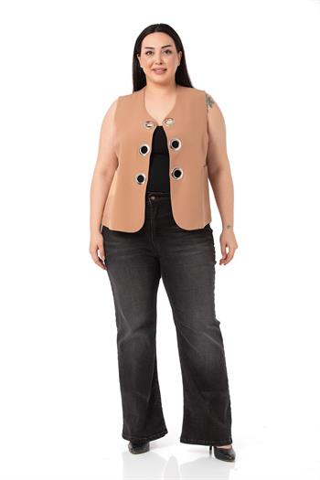 Plus Size Mink Vest with Large Eyelet Detail