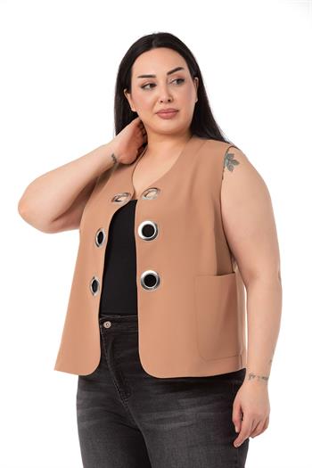 Plus Size Mink Vest with Large Eyelet Detail
