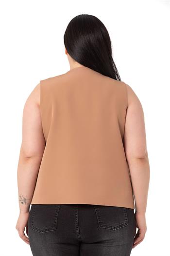 Plus Size Mink Vest with Large Eyelet Detail