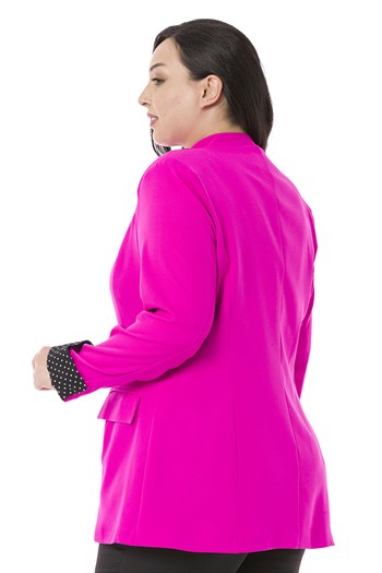 Büyük Beden Ceket Bluz Fuşya Takım