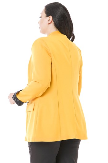 Büyük Beden Ceket Bluz Hardal Takım