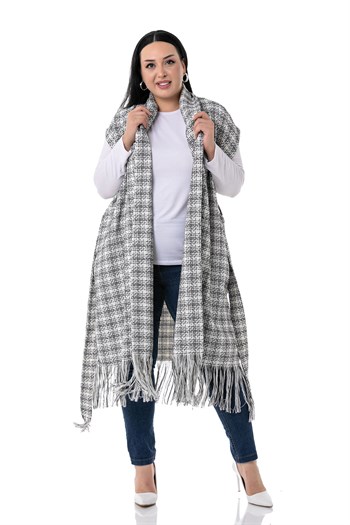 Plus Size Low Sleeve Tassel Detailed Black Vest