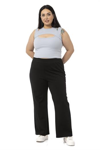 Büyük Beden Göğüs Dekolteli Fitilli Kaşkorse Gri Body