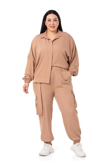 Plus Size Shirt and Trousers Mink Double Suit