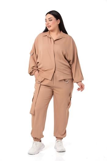 Plus Size Shirt and Trousers Mink Double Suit