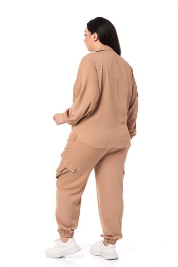 Plus Size Shirt and Trousers Mink Double Suit
