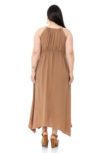 Plus Size Mink Long Dress with Rope Straps and Elastic Waist
