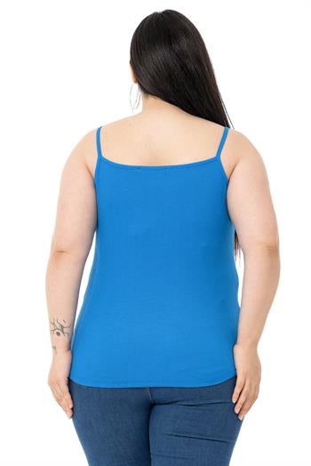Büyük Beden İp Askılı Bürümcük Saks Mavi Body
