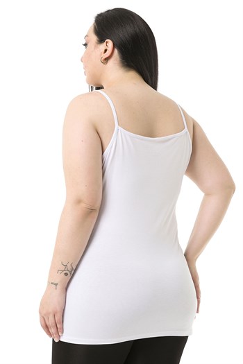 Büyük Beden İp Askılı Viskon Beyaz Body