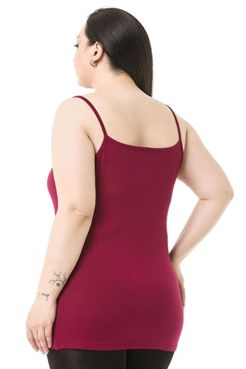 Büyük Beden İp Askılı Viskon Bordo Body