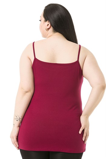 Büyük Beden İp Askılı Viskon Bordo Body