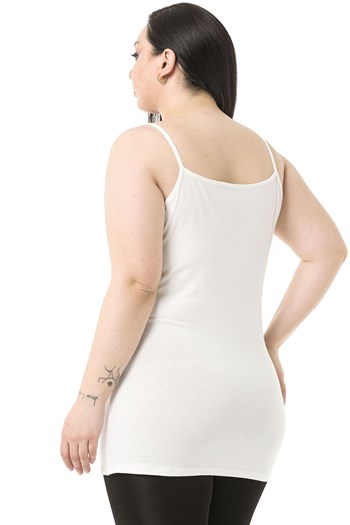 Büyük Beden İp Askılı Viskon Ekru Body