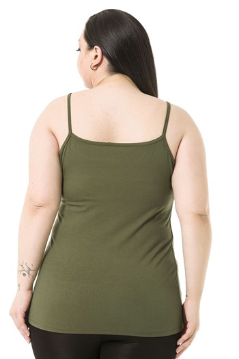 Büyük Beden İp Askılı Viskon Haki Body