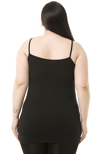 Büyük Beden İp Askılı Viskon Siyah Body