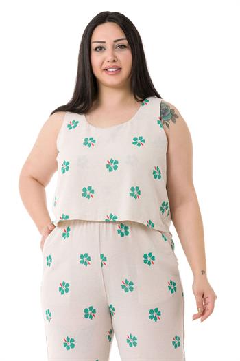 Plus Size Thick Strap Green Floral Jumpsuit