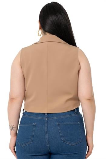 Plus Size Double Breasted Double Button Mink Mini Vest