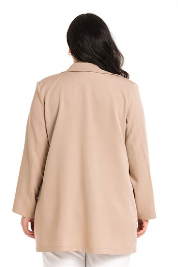 Plus Size Mono Collar Ornamental Pocket Flap Mink Unlined Jacket