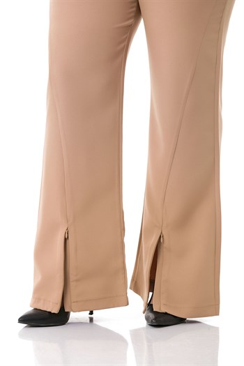 Plus Size Mink Trousers with Zippered Legs and Elastic Back Waist