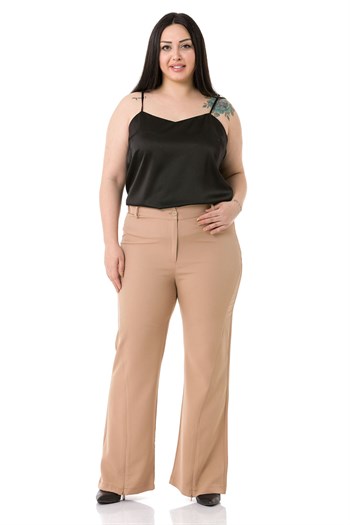 Plus Size Mink Trousers with Zippered Legs and Elastic Back Waist