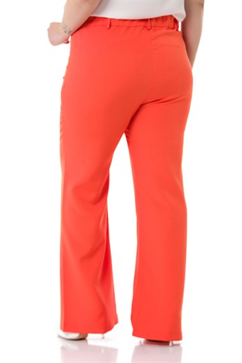 Plus Size Orange Trousers with Zippered Legs and Elastic Back Waist
