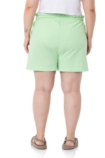 Plus Size Green Shorts with Dyed Pockets Elastic and Drawstring Waist Relaxed Cut
