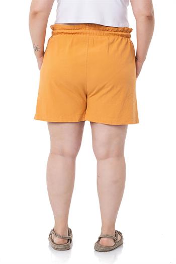 Plus Size Cinnamon Shorts with Dyed Pockets Elastic and Drawstring Waist Relaxed Cut