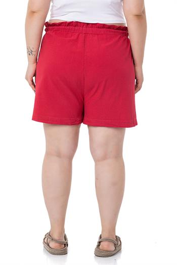 Plus Size Red Shorts with Dyed Pockets Elastic and Drawstring Waist Relaxed Cut