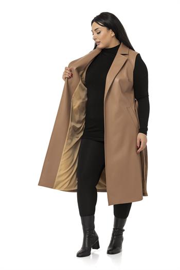 Plus Size Windbreaker Lined Leather Mink Vest