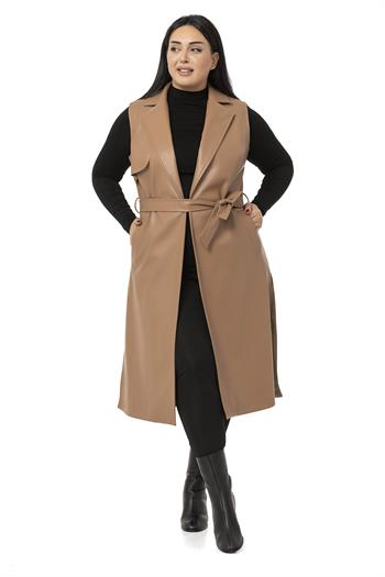 Plus Size Windbreaker Lined Leather Mink Vest