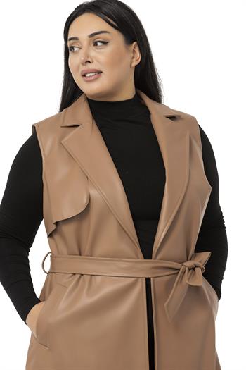 Plus Size Windbreaker Lined Leather Mink Vest