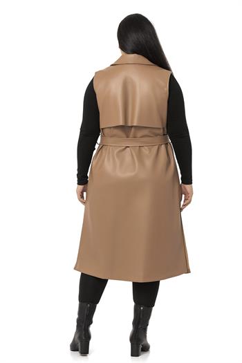 Plus Size Windbreaker Lined Leather Mink Vest