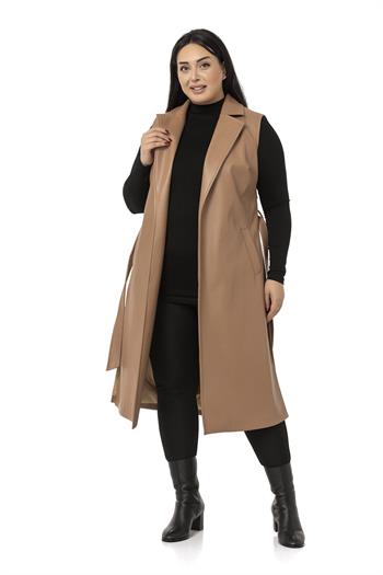 Plus Size Windbreaker Lined Leather Mink Vest