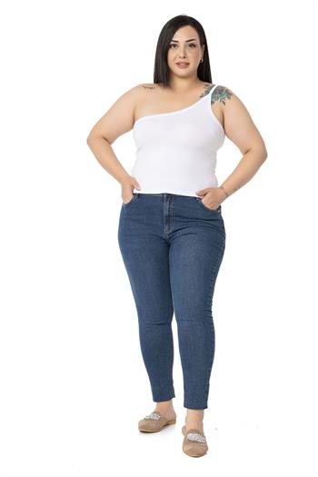 Büyük Beden Tek Omuz Dekolteli Viskon Beyaz Body