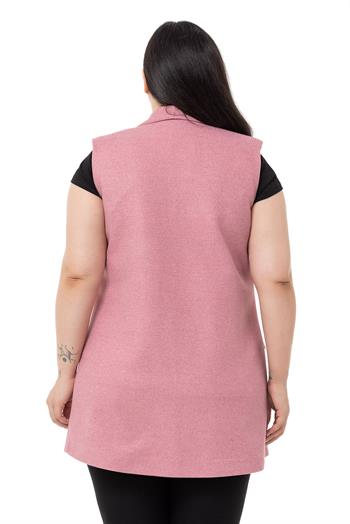 Plus Size Pink Vest with Padding and Fake Pockets
