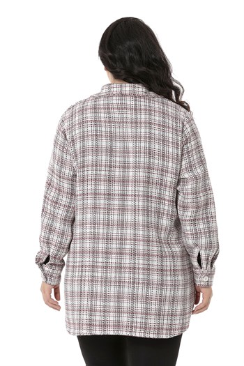 Büyük Beden Yanı Yırtmaçlı ve Cepli Kırmızı Ceket Gömlek