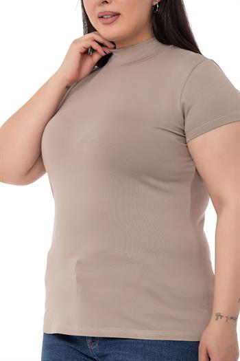 Büyük Beden Yarım Balıkçı Kısa Kollu Viskon Vizon Body