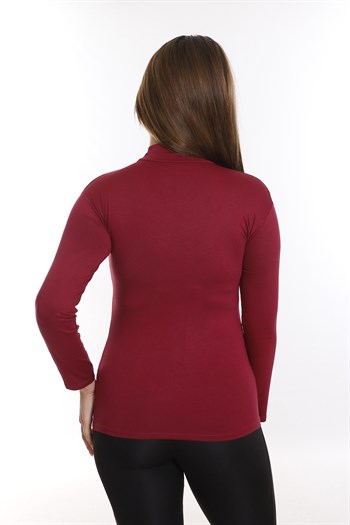 Büyük Beden Yarım Balıkçı Viskon Boğazlı Bordo Body