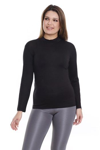 Büyük Beden Yarım Balıkçı Viskon Boğazlı Siyah Body