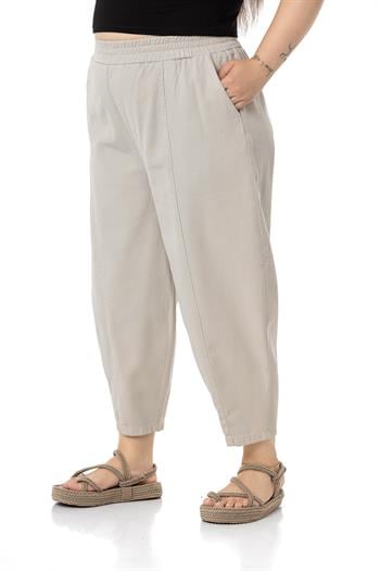 Plus Size Half Shalwar Stone Trousers with Elastic Waist