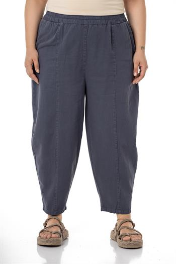 Plus Size Half Shalwar Anthracite Trousers with Elastic Waist