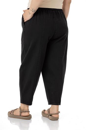 Plus Size Half Shalwar Black Trousers with Elastic Waist