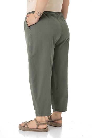 Plus Size Half Shalwar Khaki Trousers with Elastic Waist
