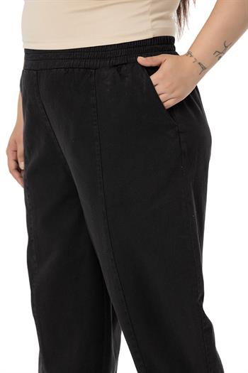 Plus Size Half Shalwar Black Trousers with Elastic Waist