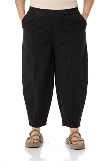 Plus Size Half Shalwar Black Trousers with Elastic Waist