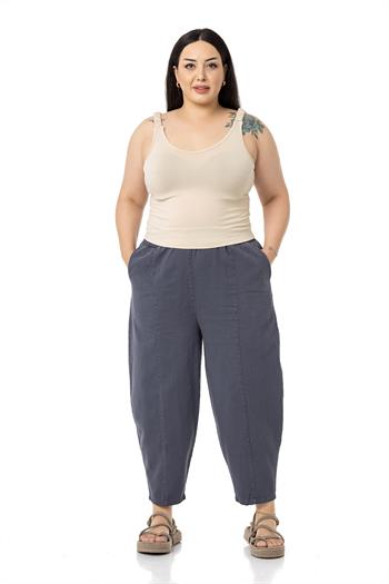 Plus Size Half Shalwar Anthracite Trousers with Elastic Waist
